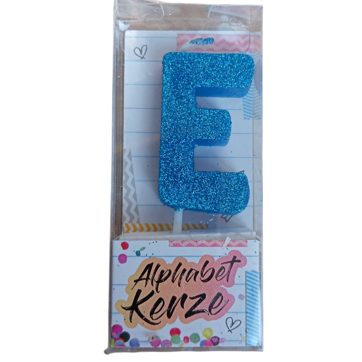Bougie d’anniversaire Alphabet lettre E à paillettes