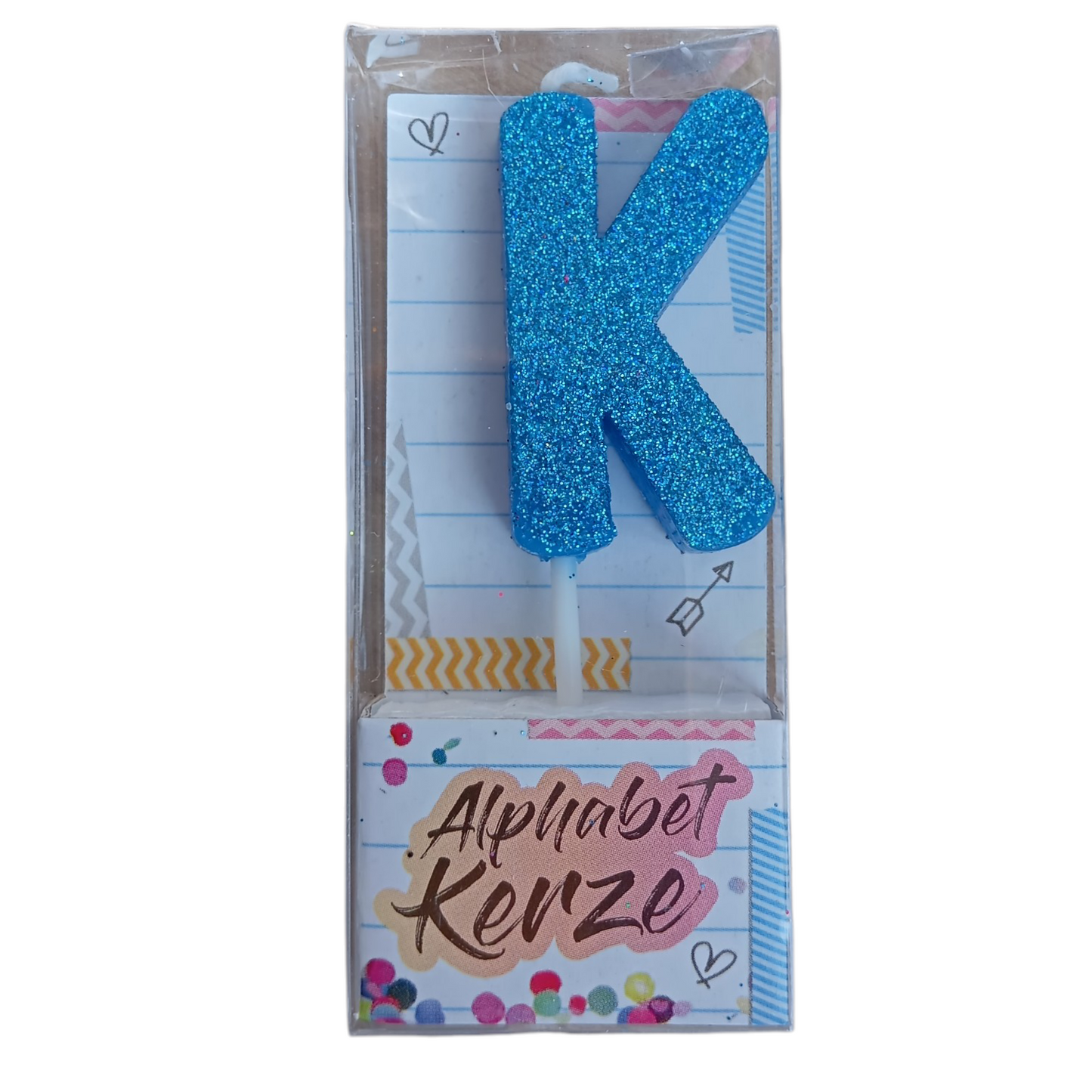 Bougie d’anniversaire alphabet lettre K à paillettes
