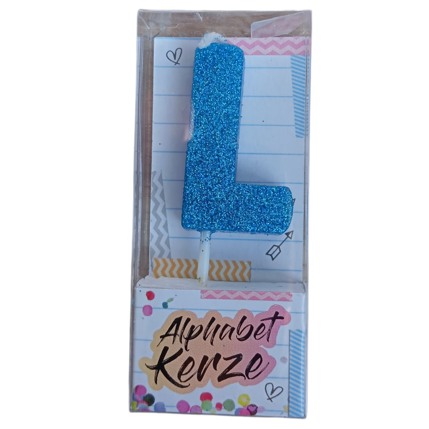 Bougie d’anniversaire alphabet lettre L à paillettes