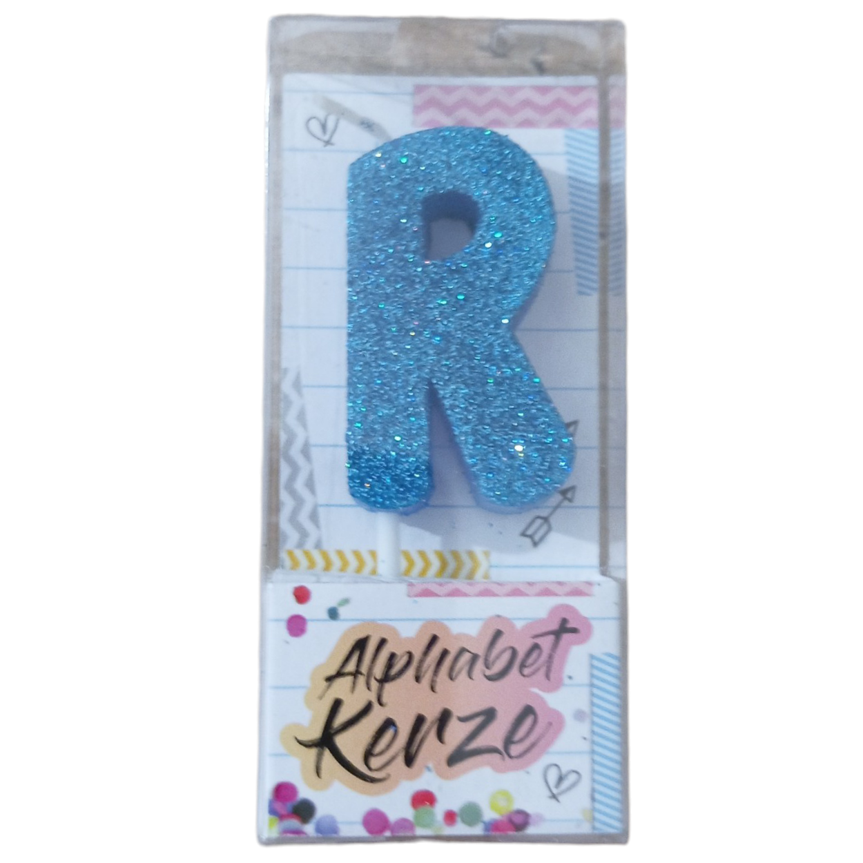 Bougie d’anniversaire alphabet lettre R à paillettes