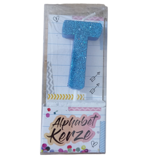 Bougie d’anniversaire alphabet lettre T à paillettes