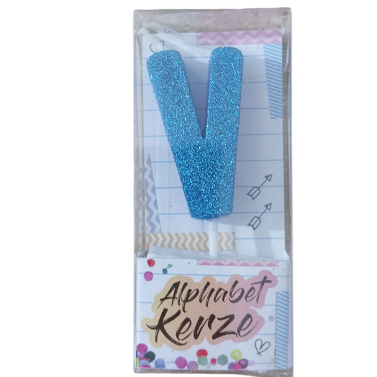 Bougie d’anniversaire alphabet lettre V à paillettes