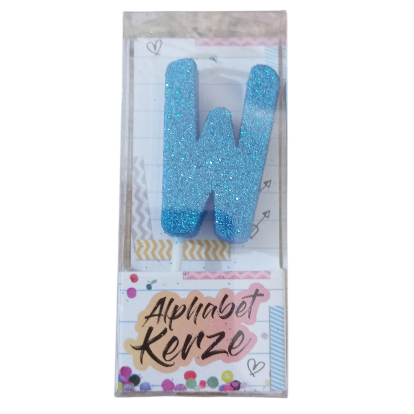 Bougie d’anniversaire alphabet lettre W à paillettes