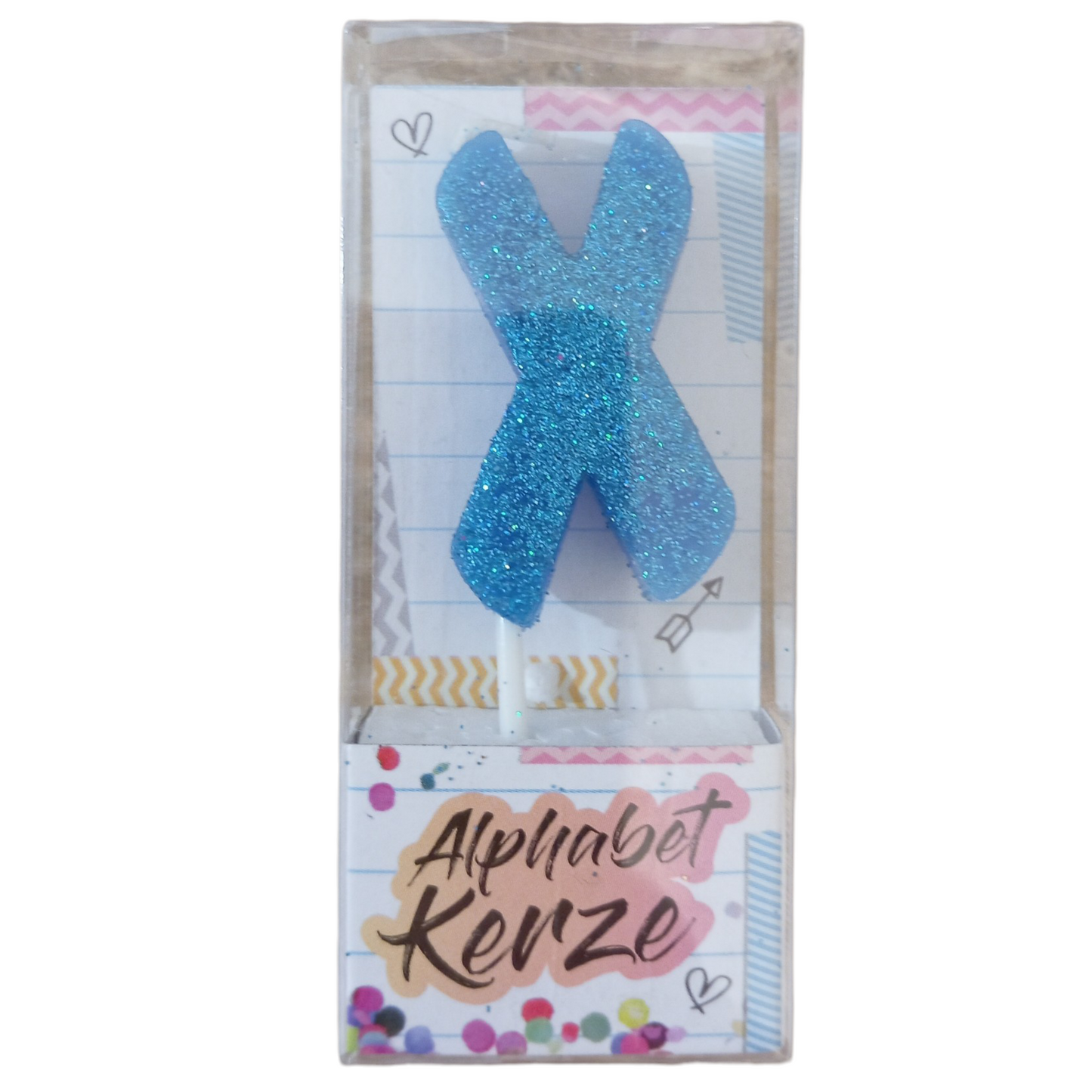 Bougie d’anniversaire alphabet lettre X à paillettes