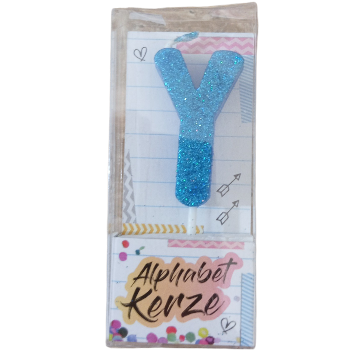 Bougie d'anniversaire alphabet lettre Y à paillettes