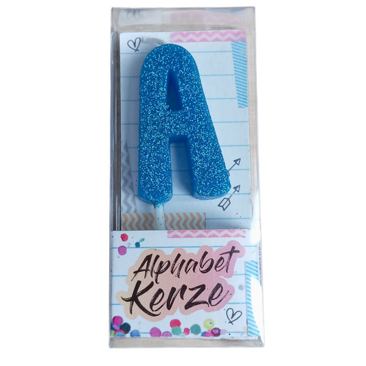 Bougie d’anniversaire alphabet lettre A à paillettes
