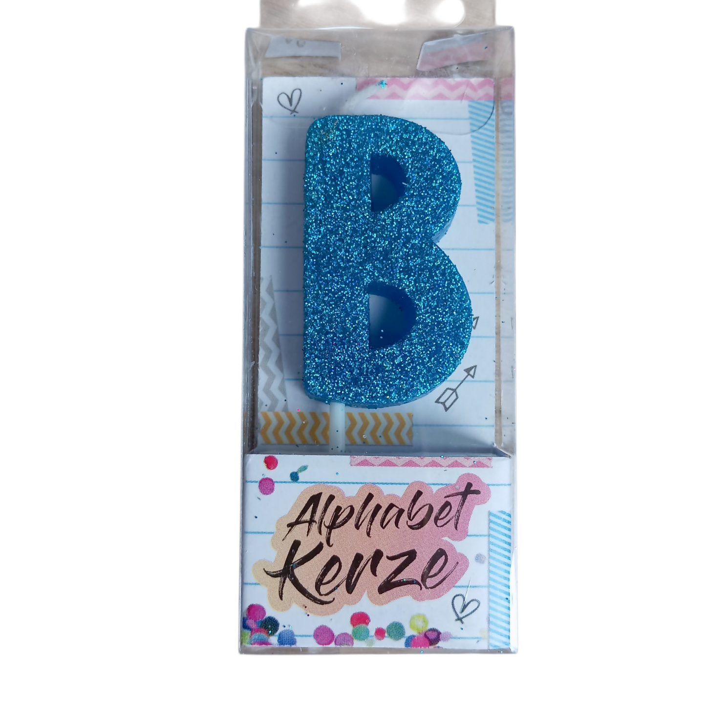 Bougie d'anniversaire alphabet lettre B à paillettes