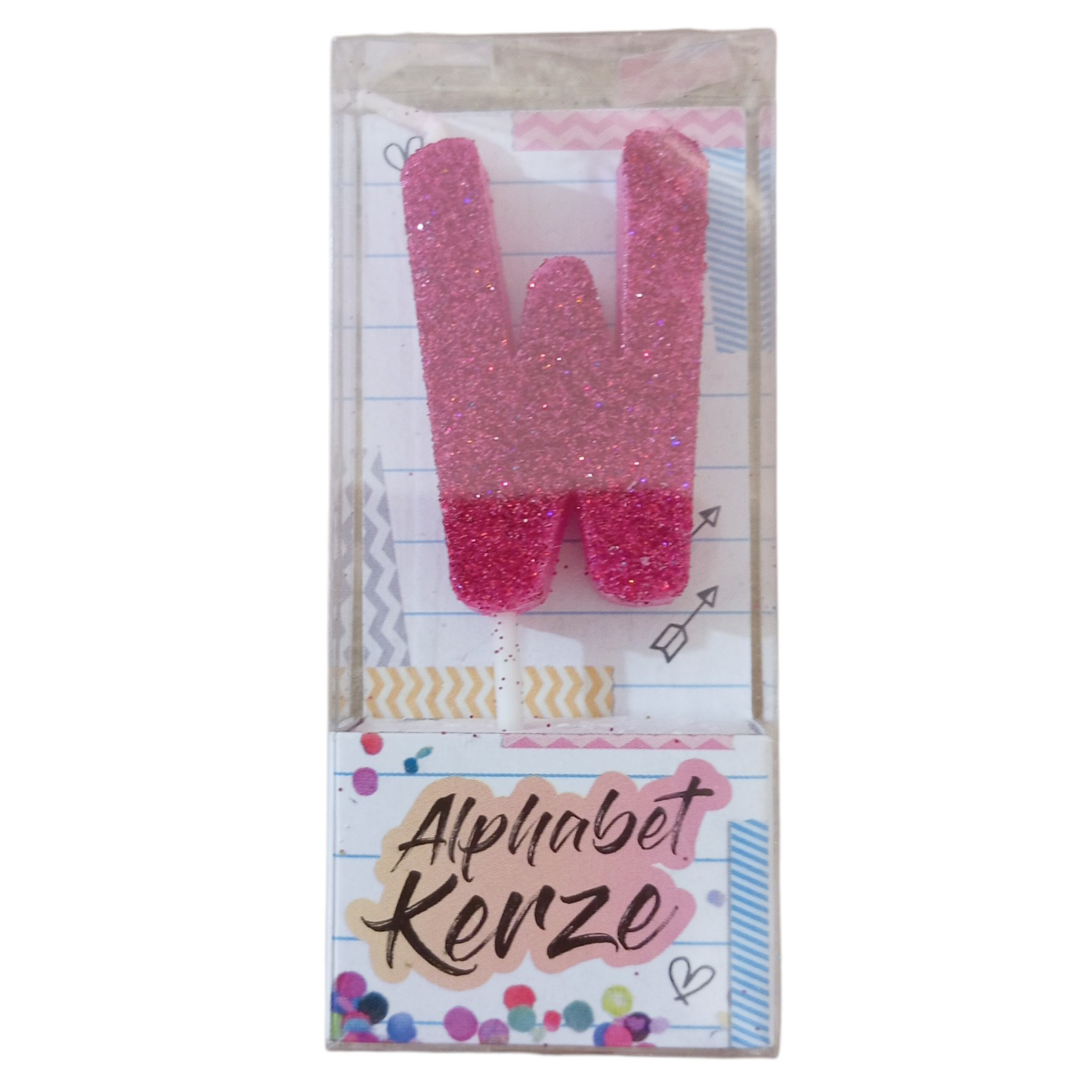 Bougie d’anniversaire alphabet lettre W à paillettes