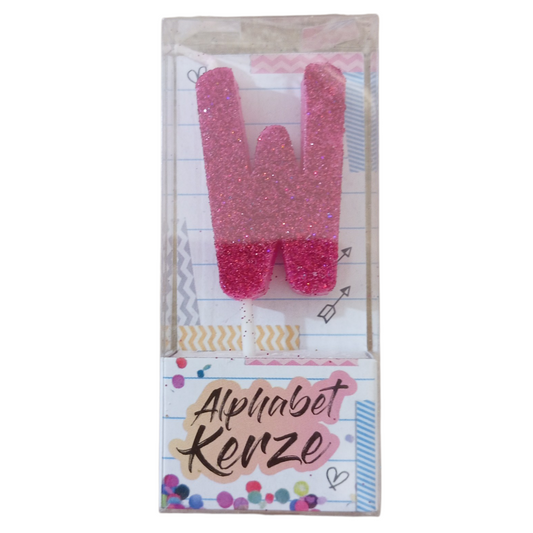 Bougie d’anniversaire alphabet lettre W à paillettes