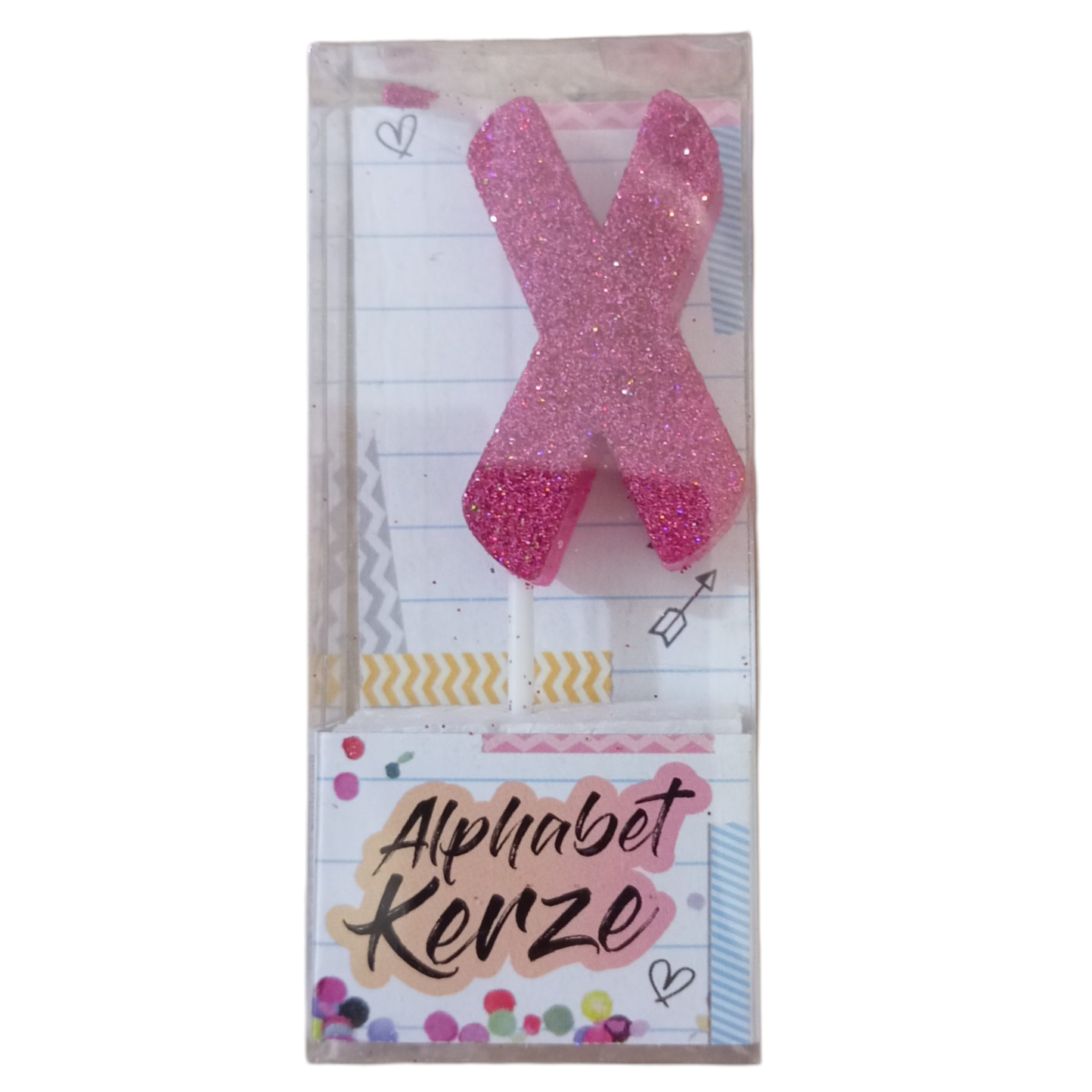 Bougie d’anniversaire alphabet lettre X à paillettes