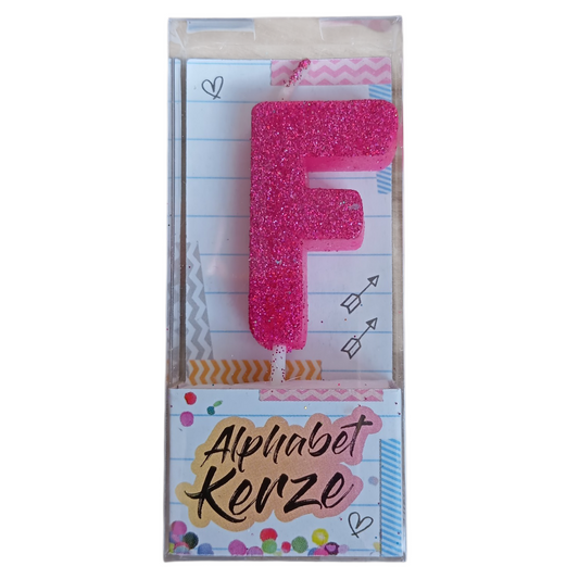 Bougie d’anniversaire alphabet lettre F à paillettes