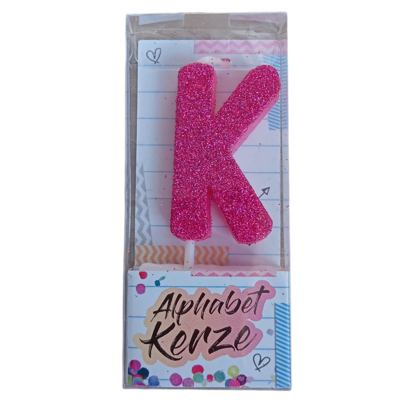 Bougie d’anniversaire alphabet lettre K à paillettes