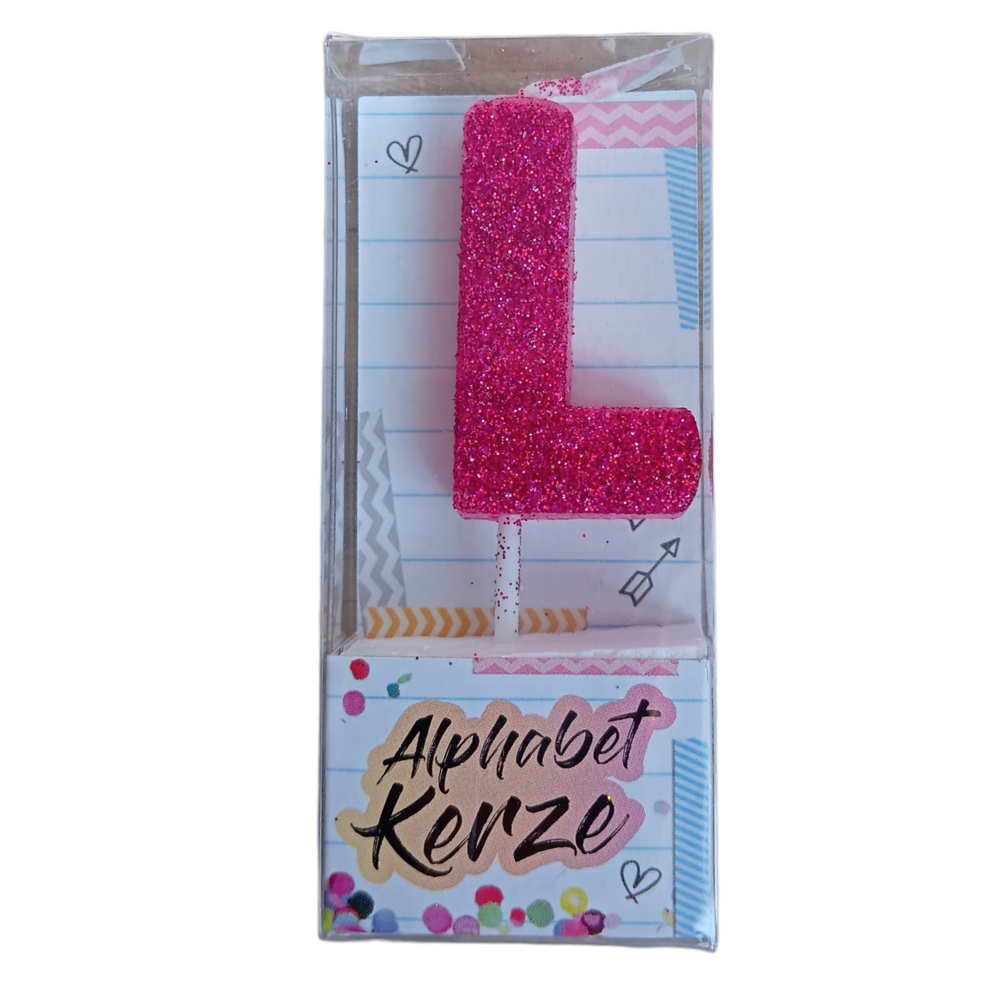 Bougie d’anniversaire alphabet lettre L à paillettes