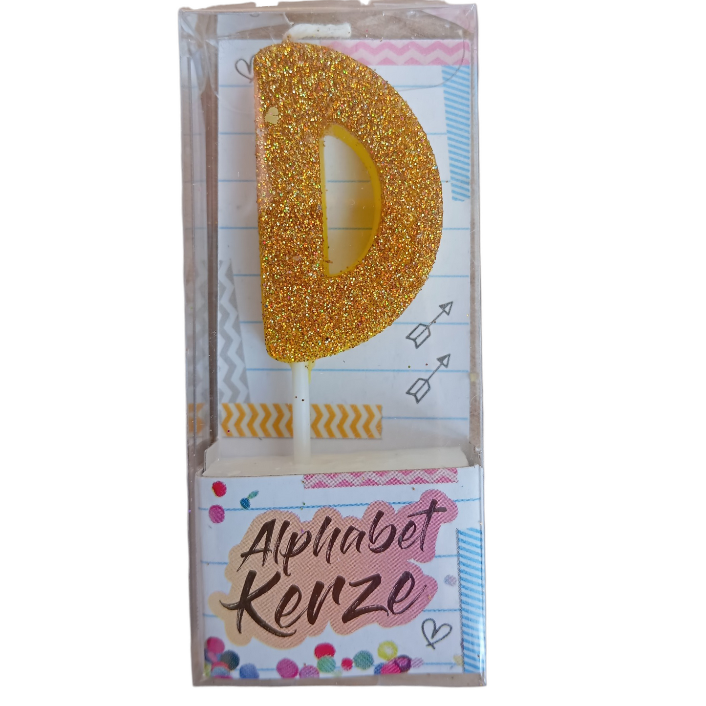 Bougie d’anniversaire Alphabet lettre D à paillettes