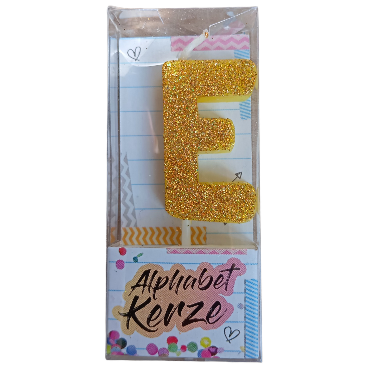 Bougie d’anniversaire Alphabet lettre E à paillettes