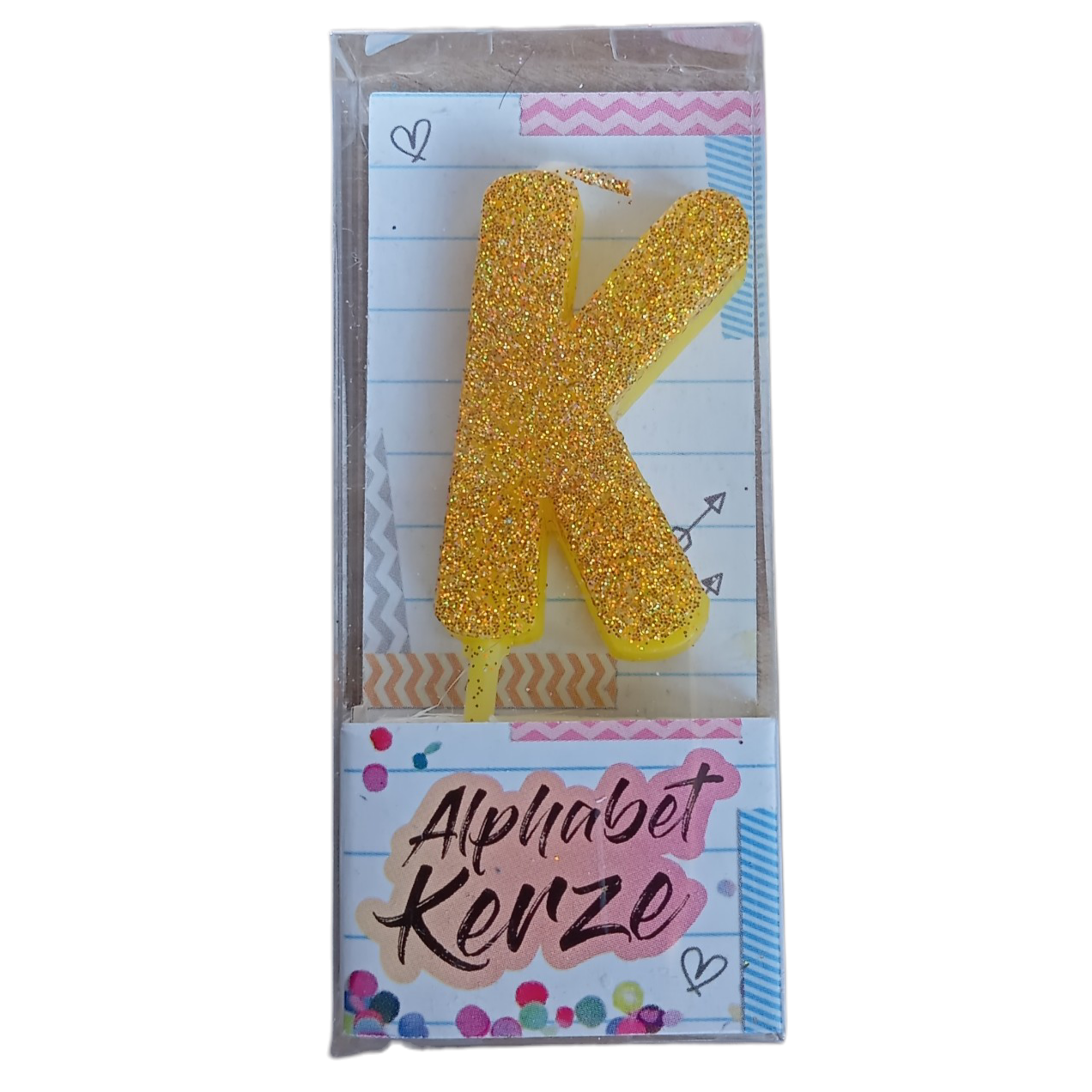 Bougie d’anniversaire alphabet lettre K à paillettes