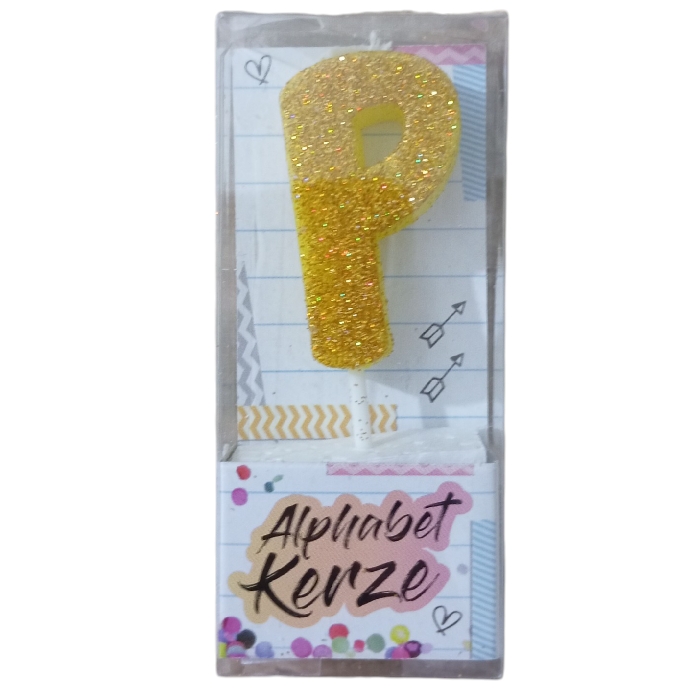 Bougie d’anniversaire alphabet lettre P à paillettes