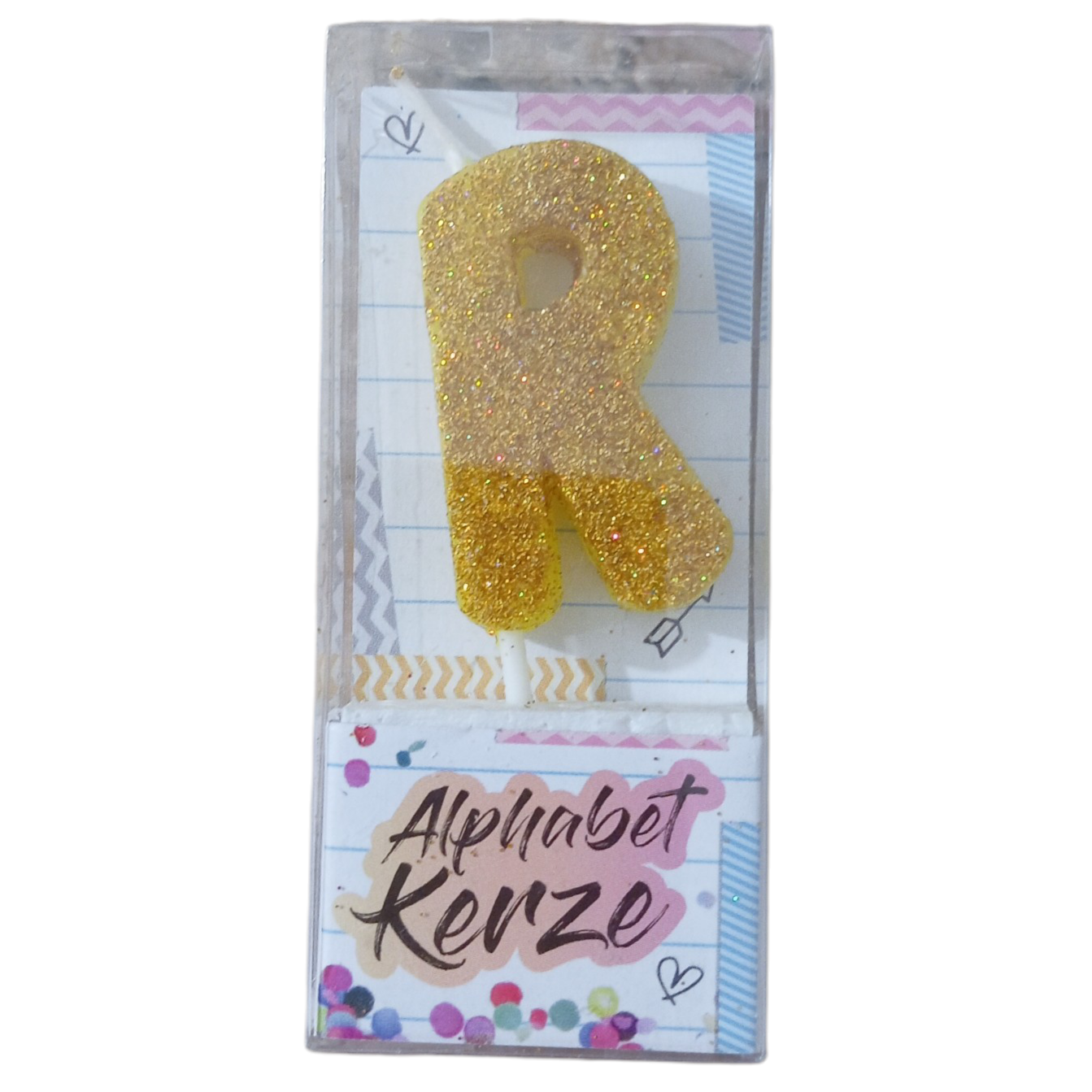 Bougie d’anniversaire alphabet lettre R à paillettes