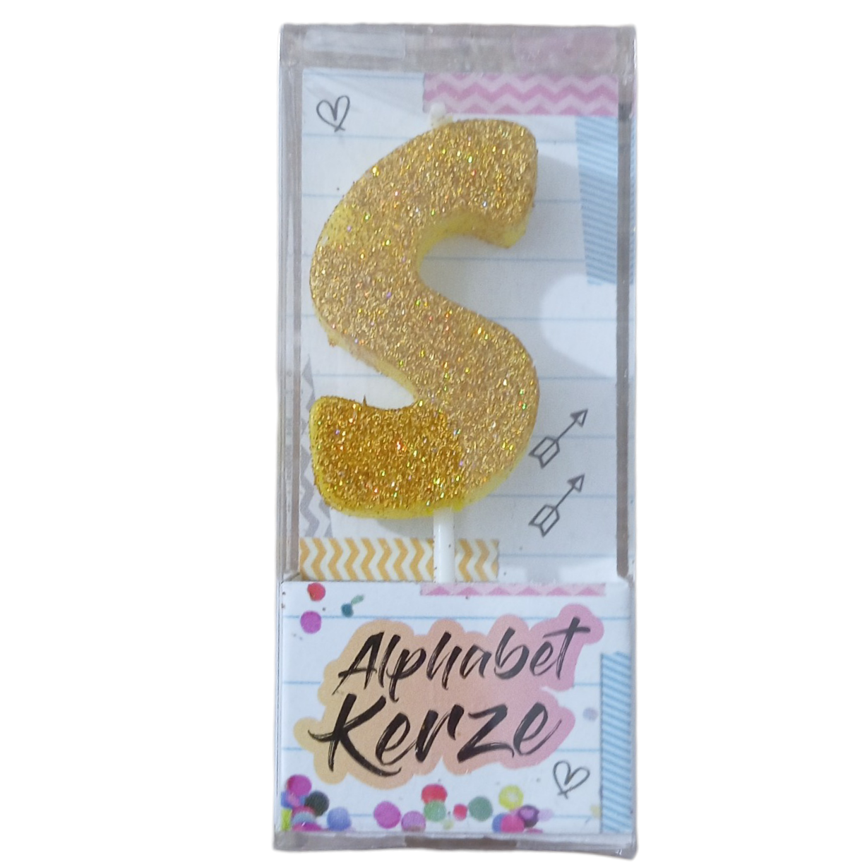 Bougie d’anniversaire alphabet lettre S à paillettes