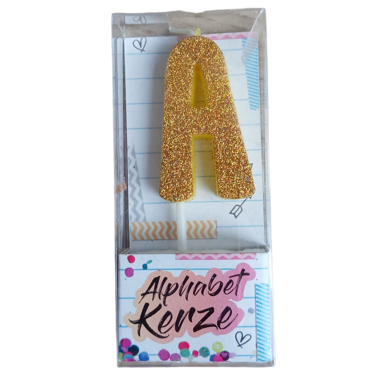 Bougie d’anniversaire alphabet lettre A à paillettes