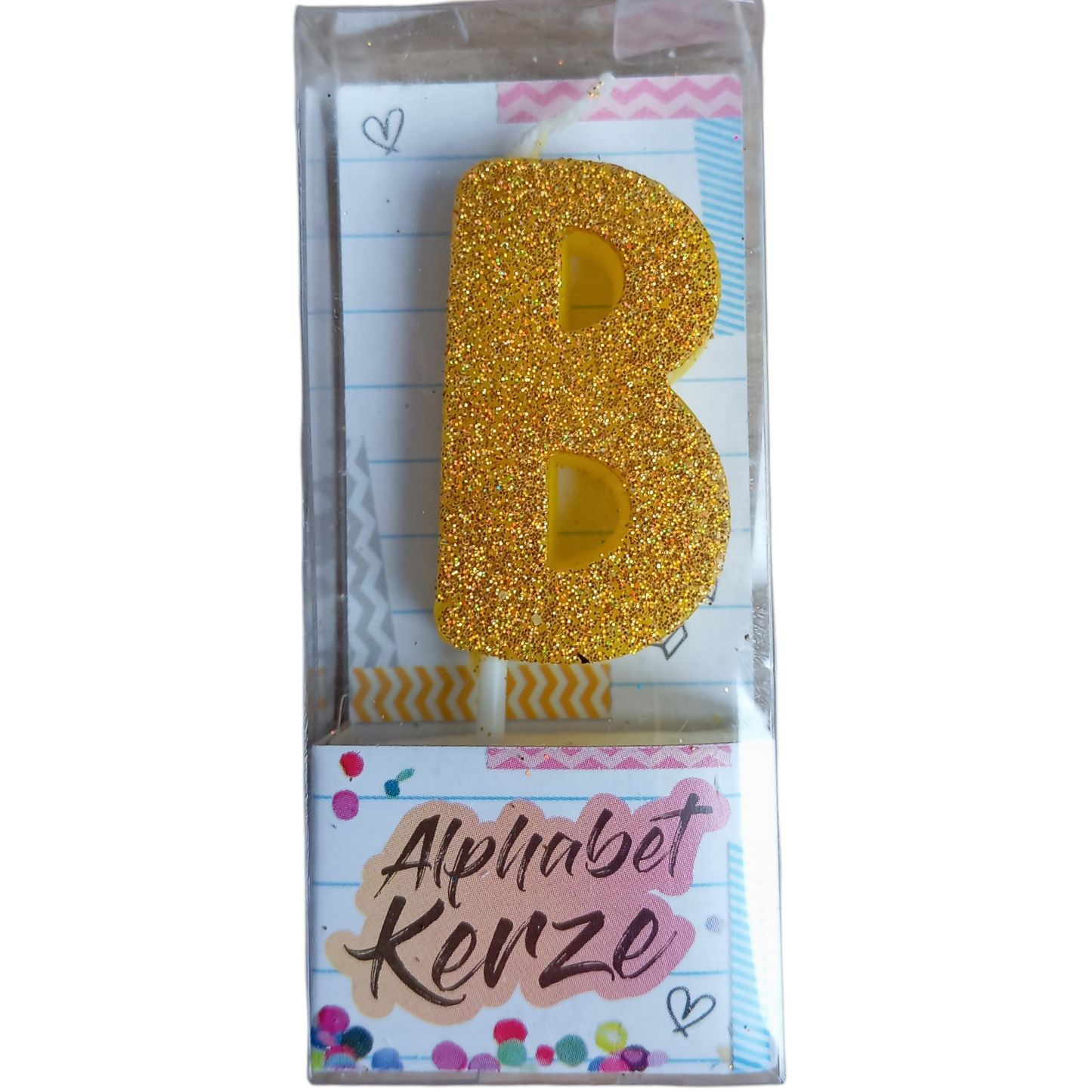 Bougie d'anniversaire alphabet lettre B à paillettes