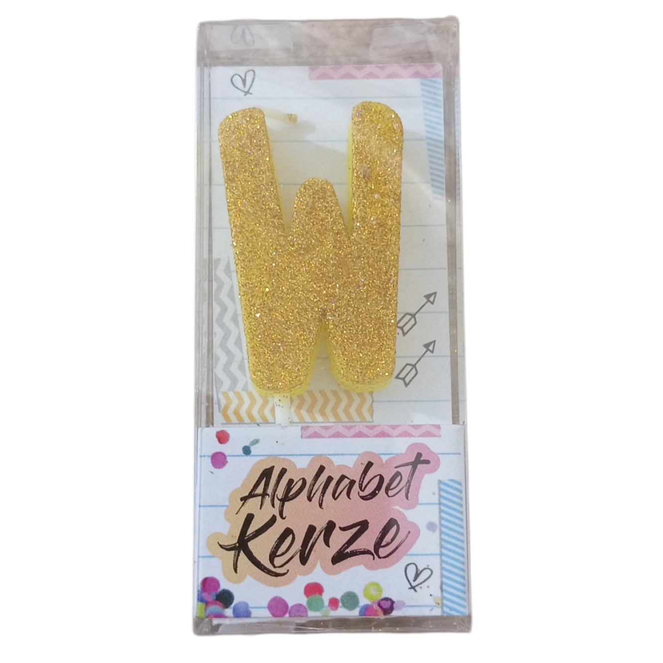 Bougie d’anniversaire alphabet lettre W à paillettes