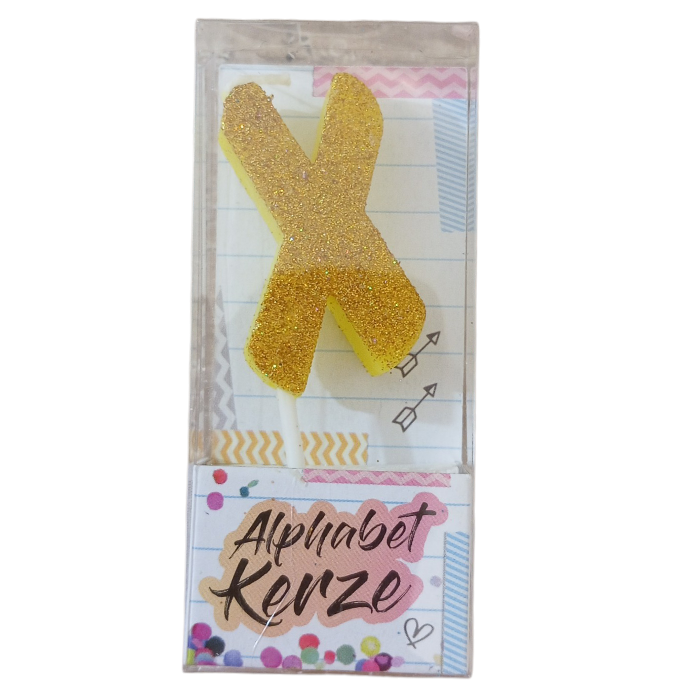 Bougie d’anniversaire alphabet lettre X à paillettes