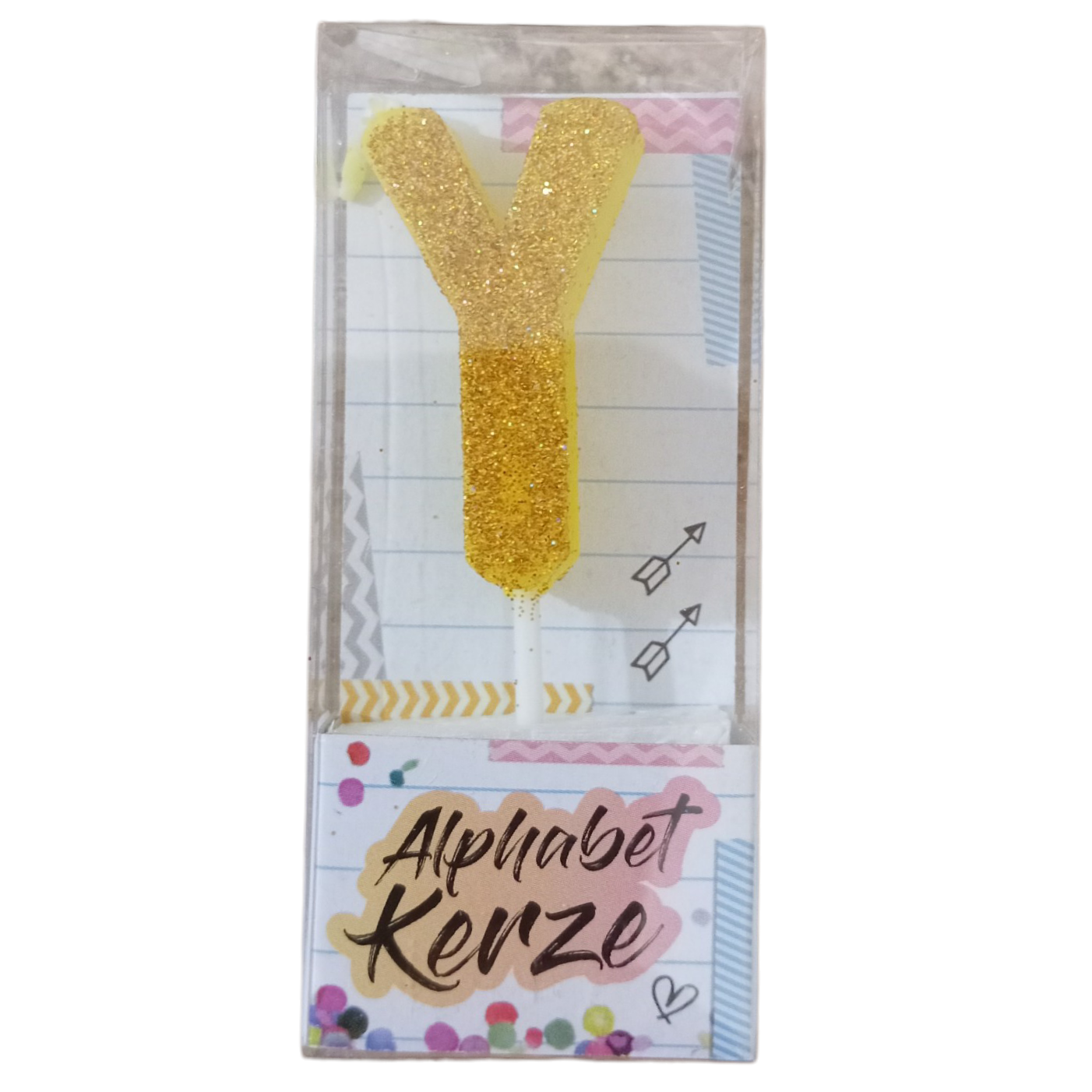 Bougie d'anniversaire alphabet lettre Y à paillettes