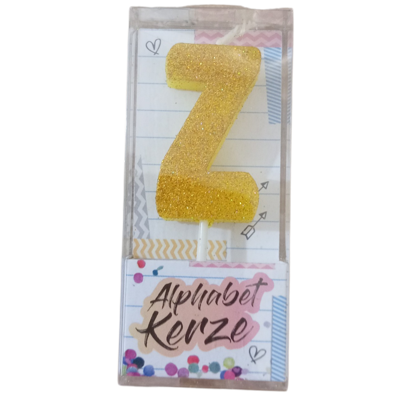 Bougie d’anniversaire alphabet lettre Z à paillettes