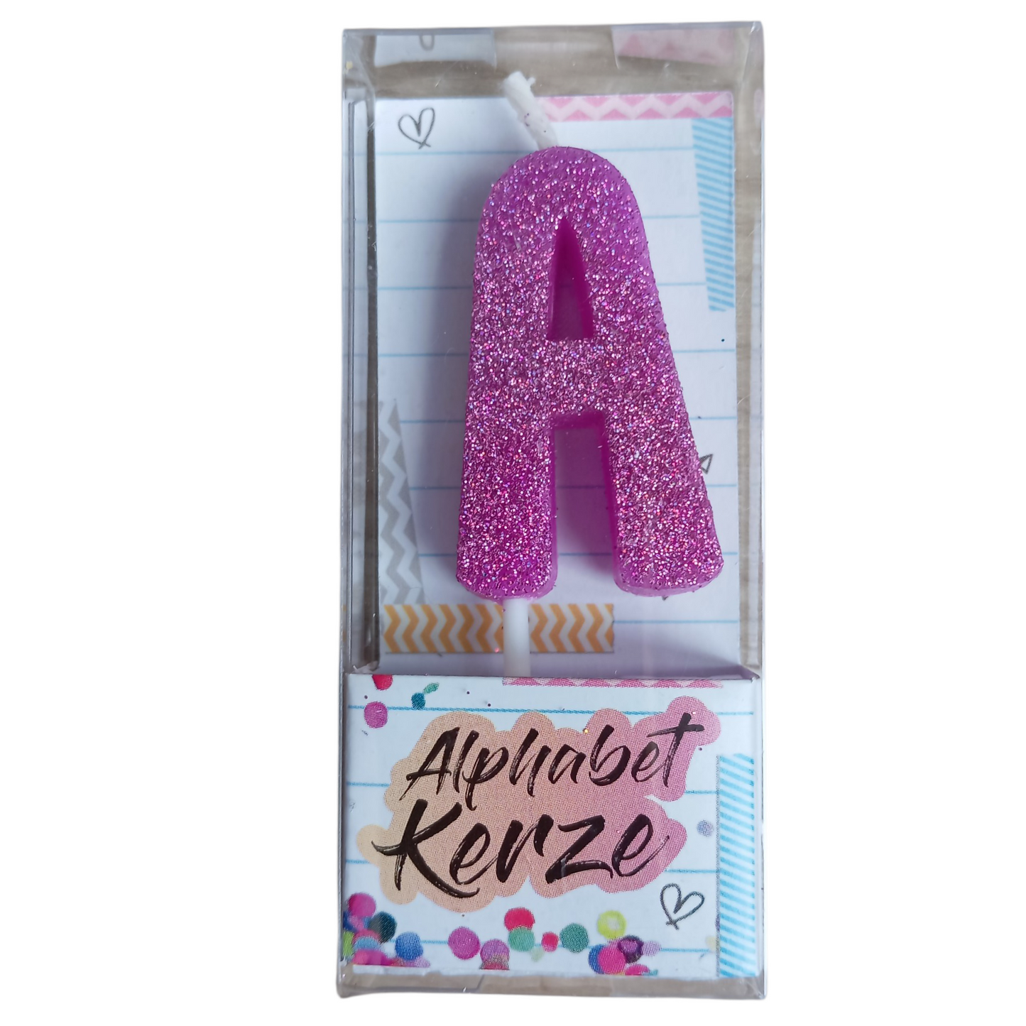 Bougie d’anniversaire alphabet lettre A à paillettes