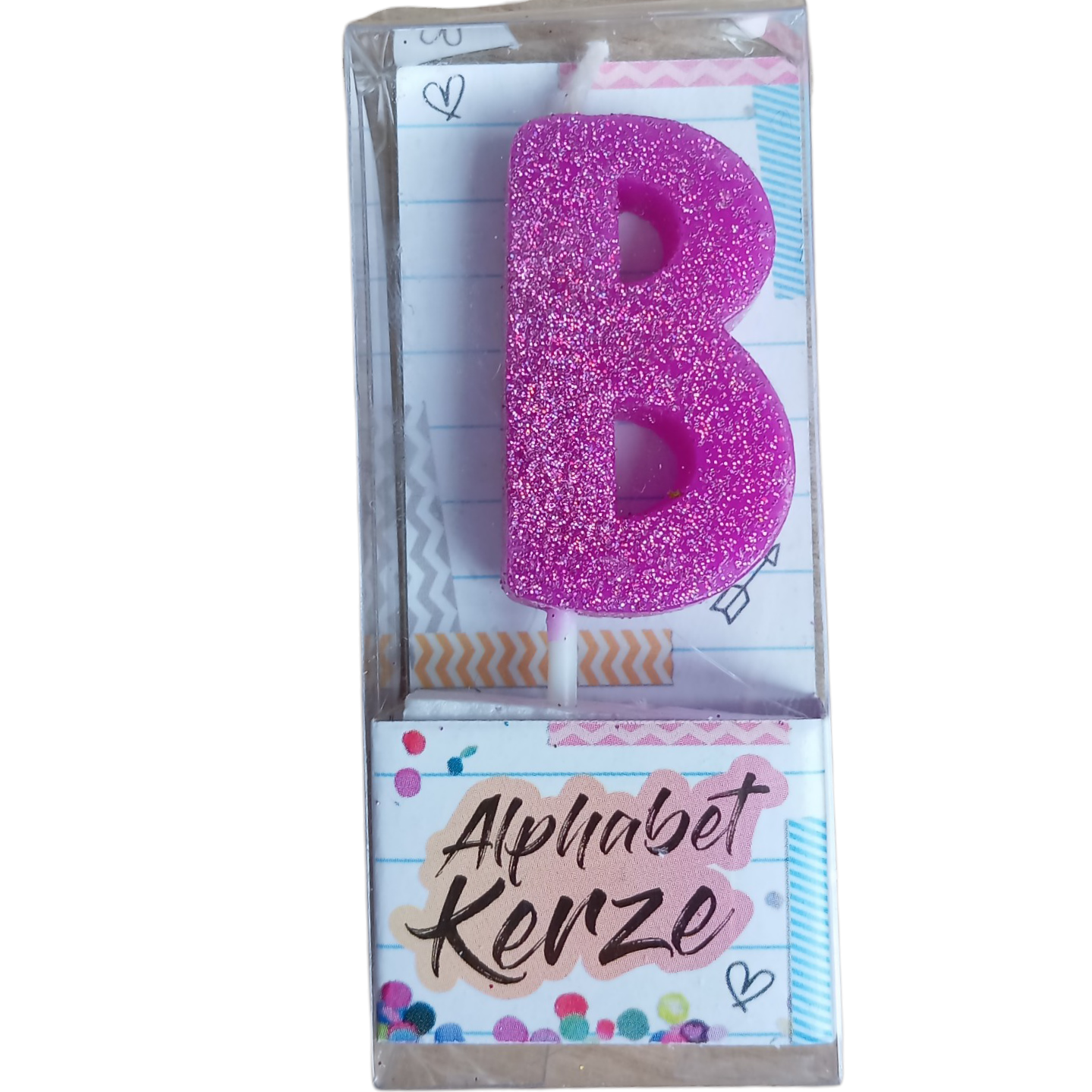 Bougie d'anniversaire alphabet lettre B à paillettes