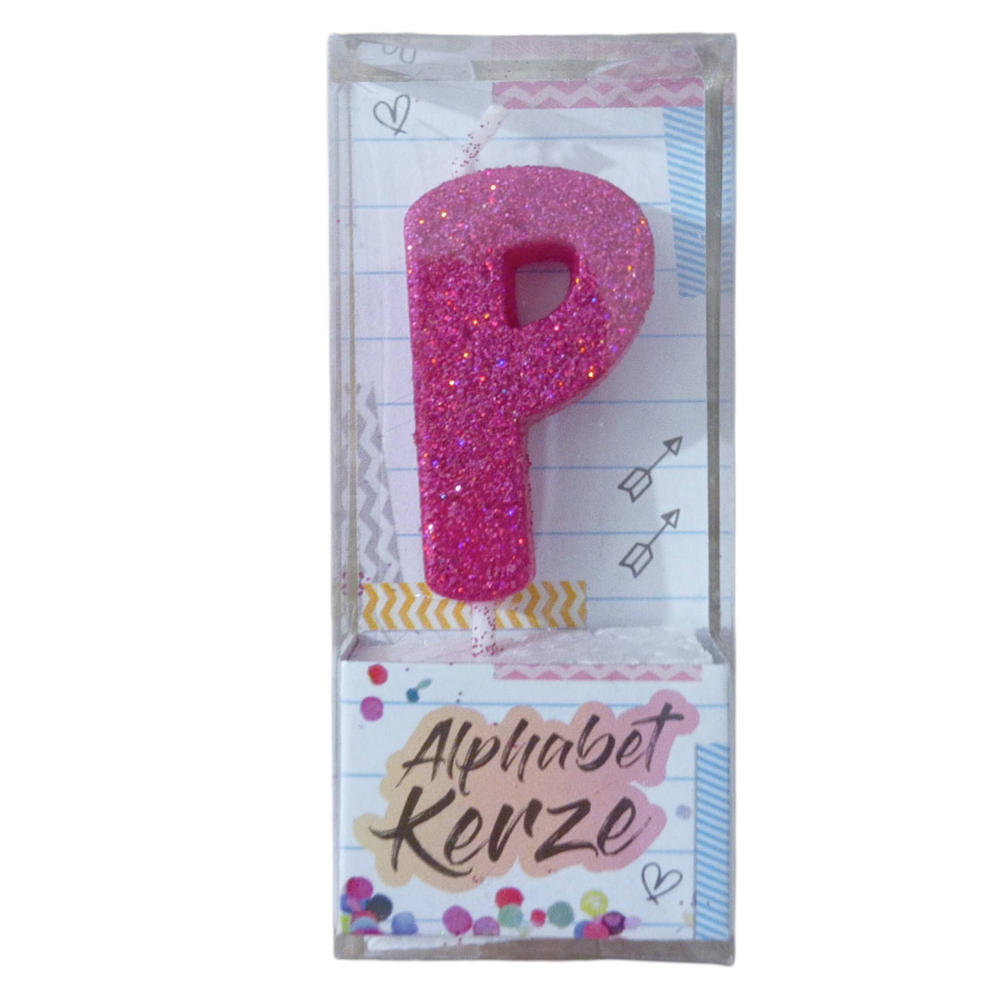 Bougie d’anniversaire alphabet lettre P à paillettes