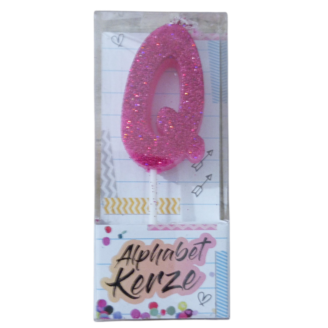 Bougie d’anniversaire alphabet lettre Q à paillettes