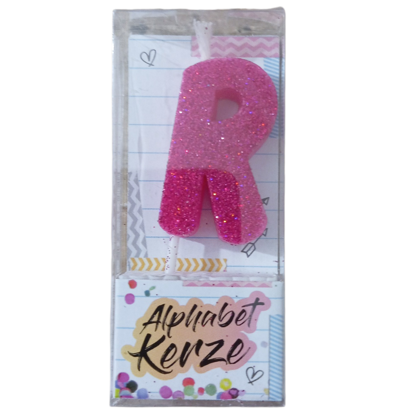 Bougie d’anniversaire alphabet lettre R à paillettes