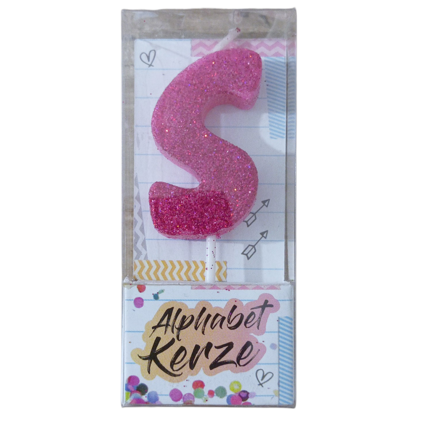 Bougie d’anniversaire alphabet lettre S à paillettes