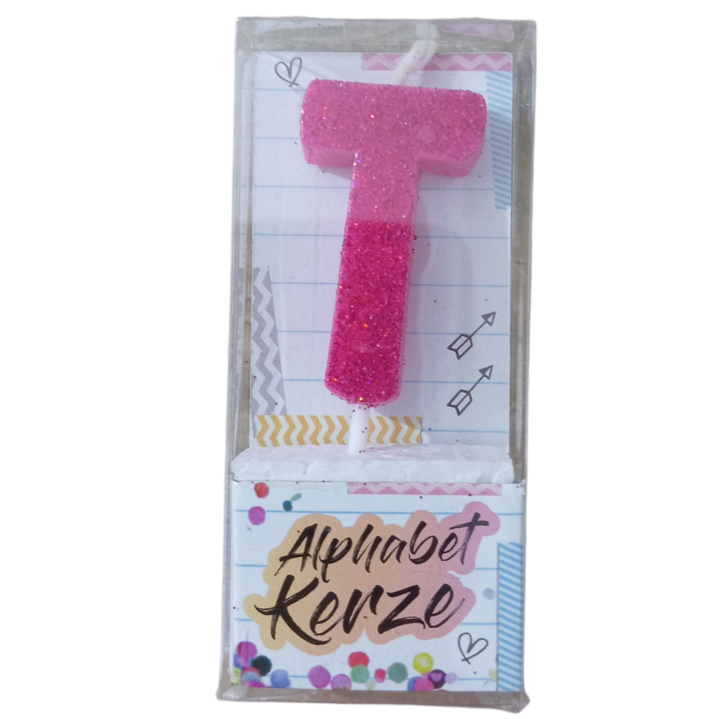 Bougie d’anniversaire alphabet lettre T à paillettes