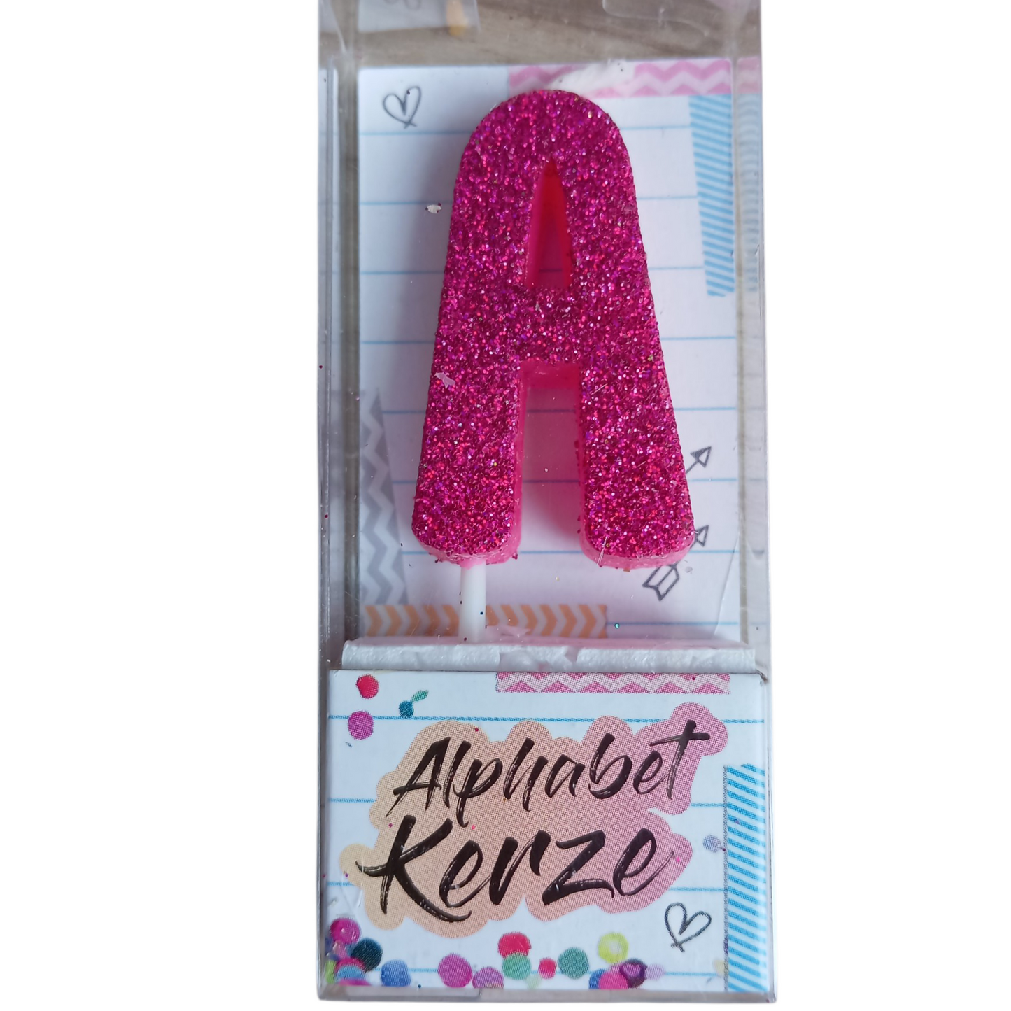 Bougie d’anniversaire alphabet lettre A à paillettes