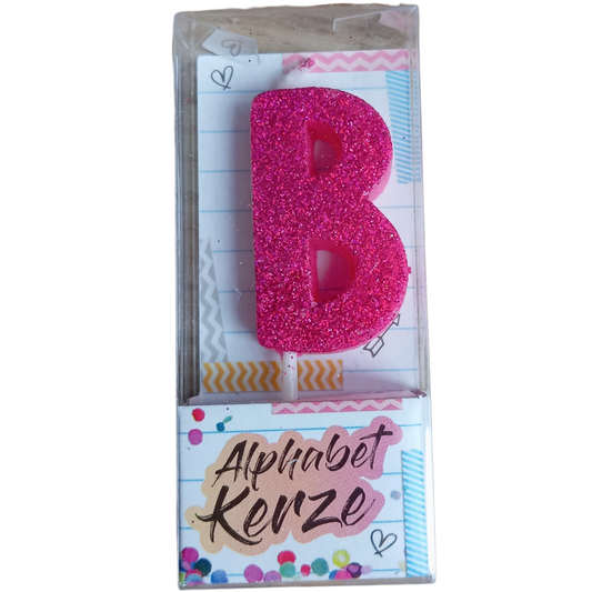 Bougie d'anniversaire alphabet lettre B à paillettes