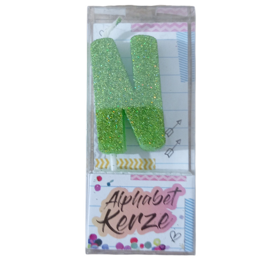 Bougie d’anniversaire alphabet lettre N à paillettes
