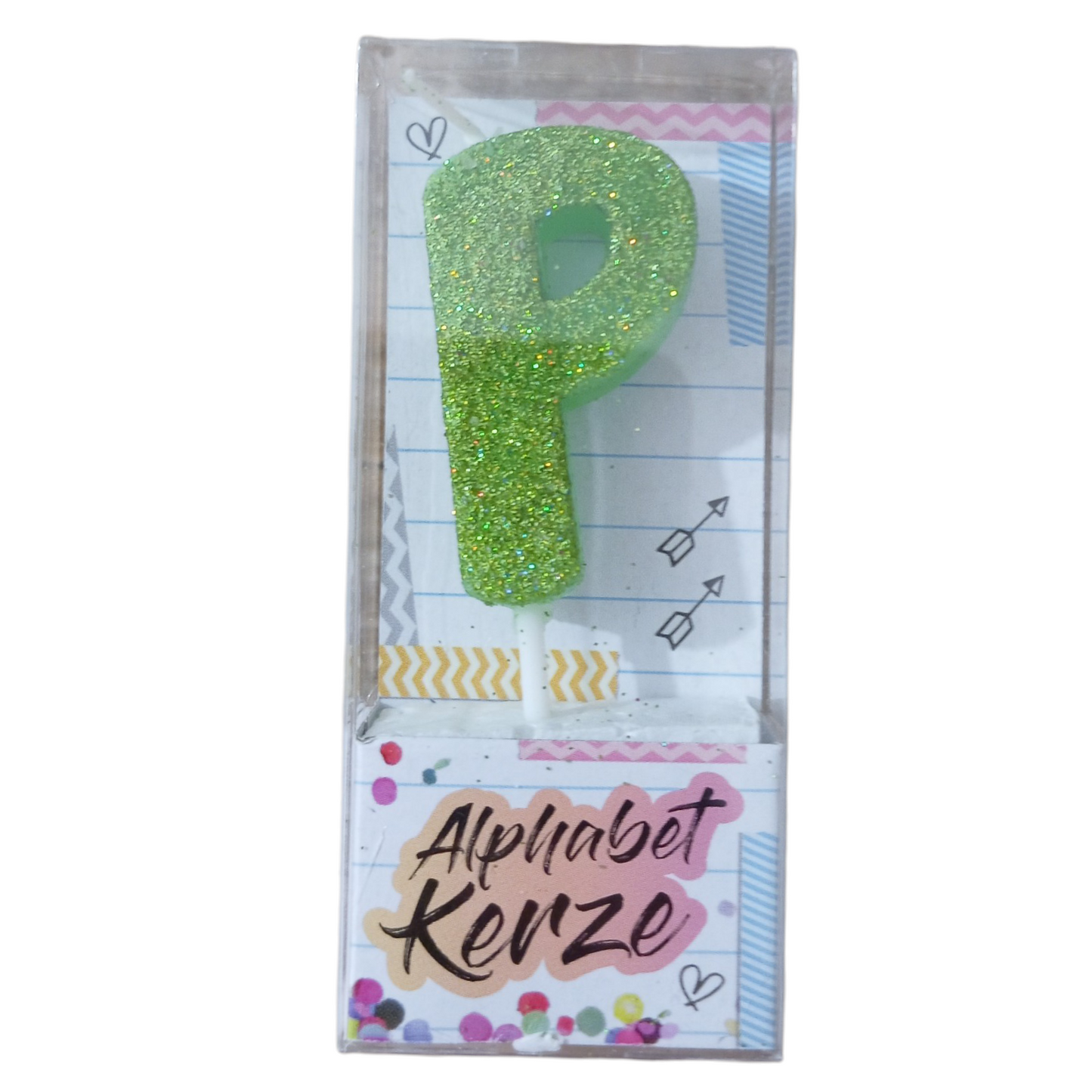 Bougie d’anniversaire alphabet lettre P à paillettes