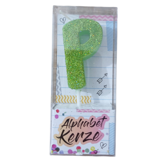 Bougie d’anniversaire alphabet lettre P à paillettes
