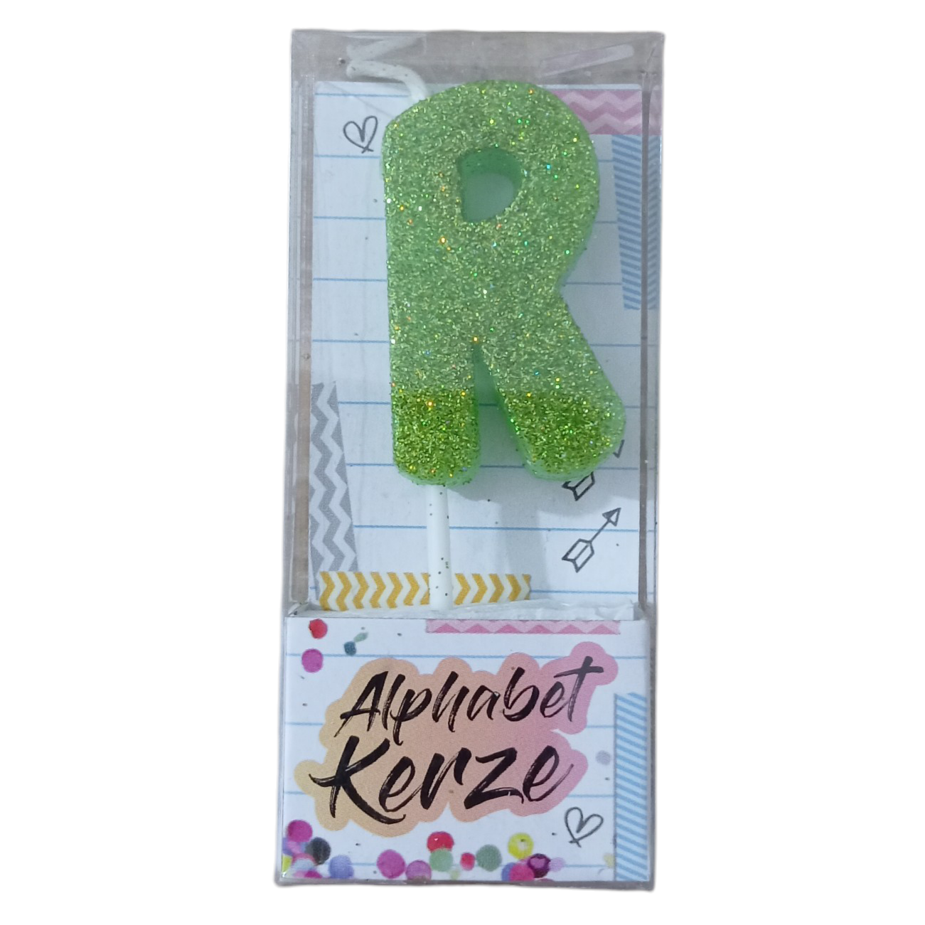 Bougie d’anniversaire alphabet lettre R à paillettes