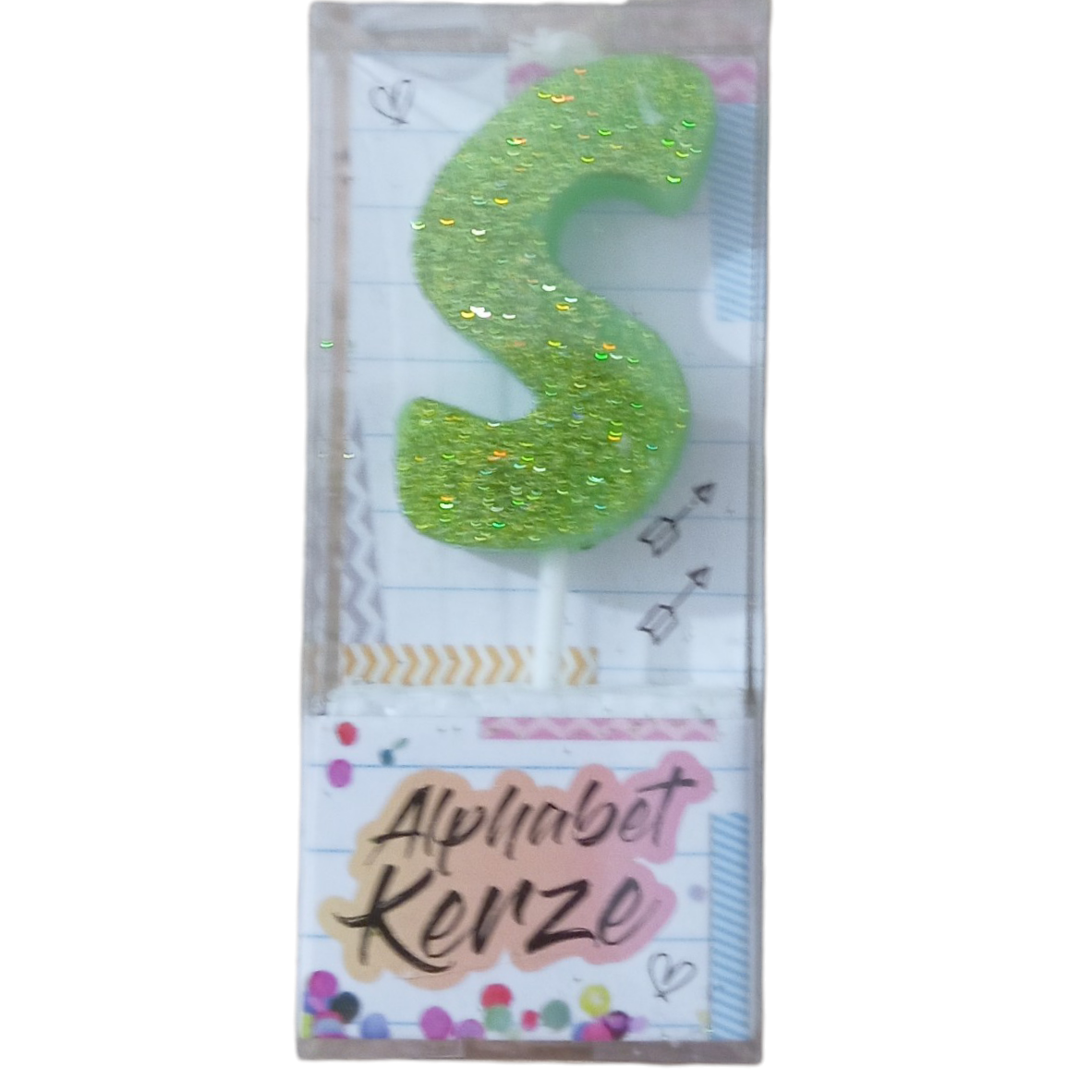 Bougie d’anniversaire alphabet lettre S à paillettes