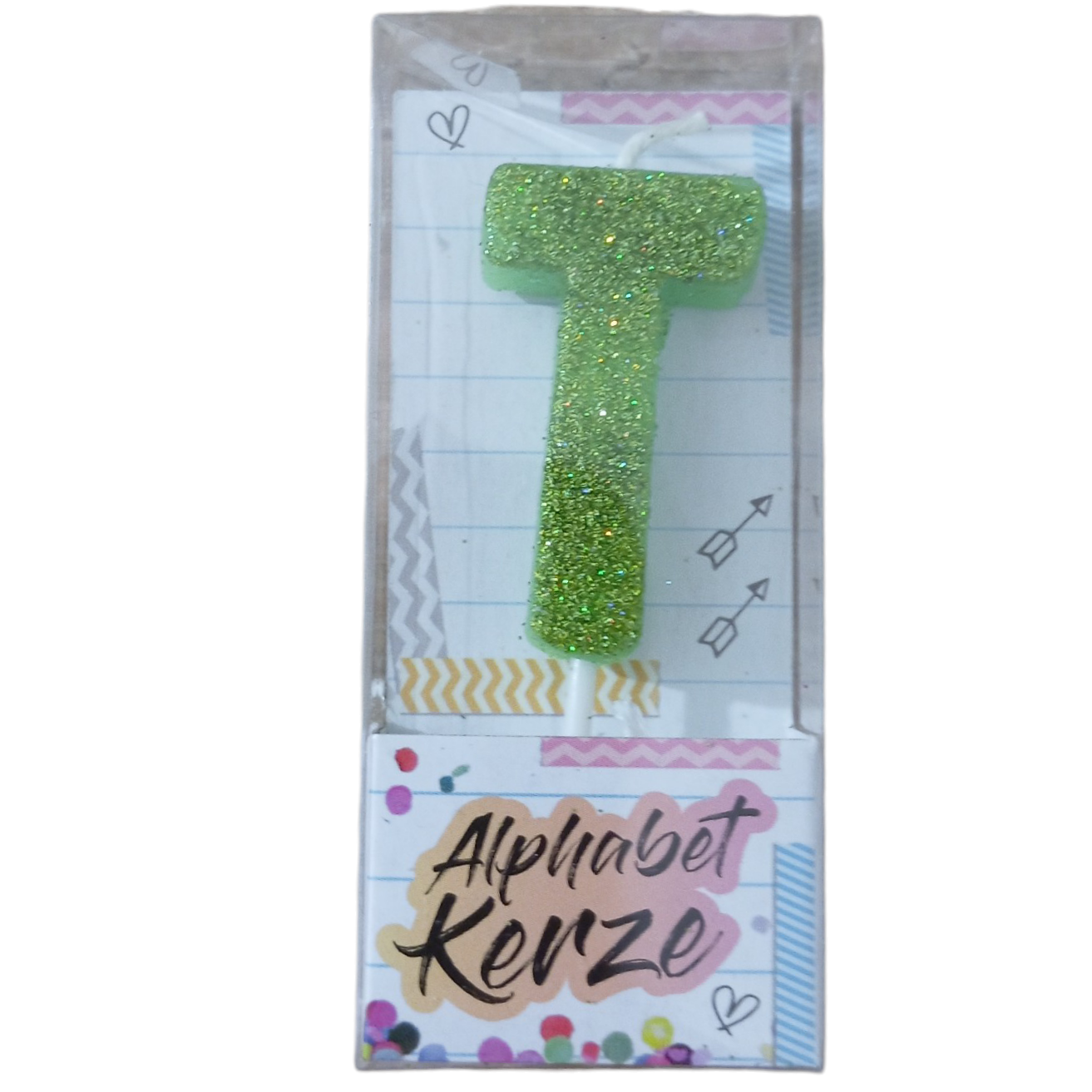 Bougie d’anniversaire alphabet lettre T à paillettes