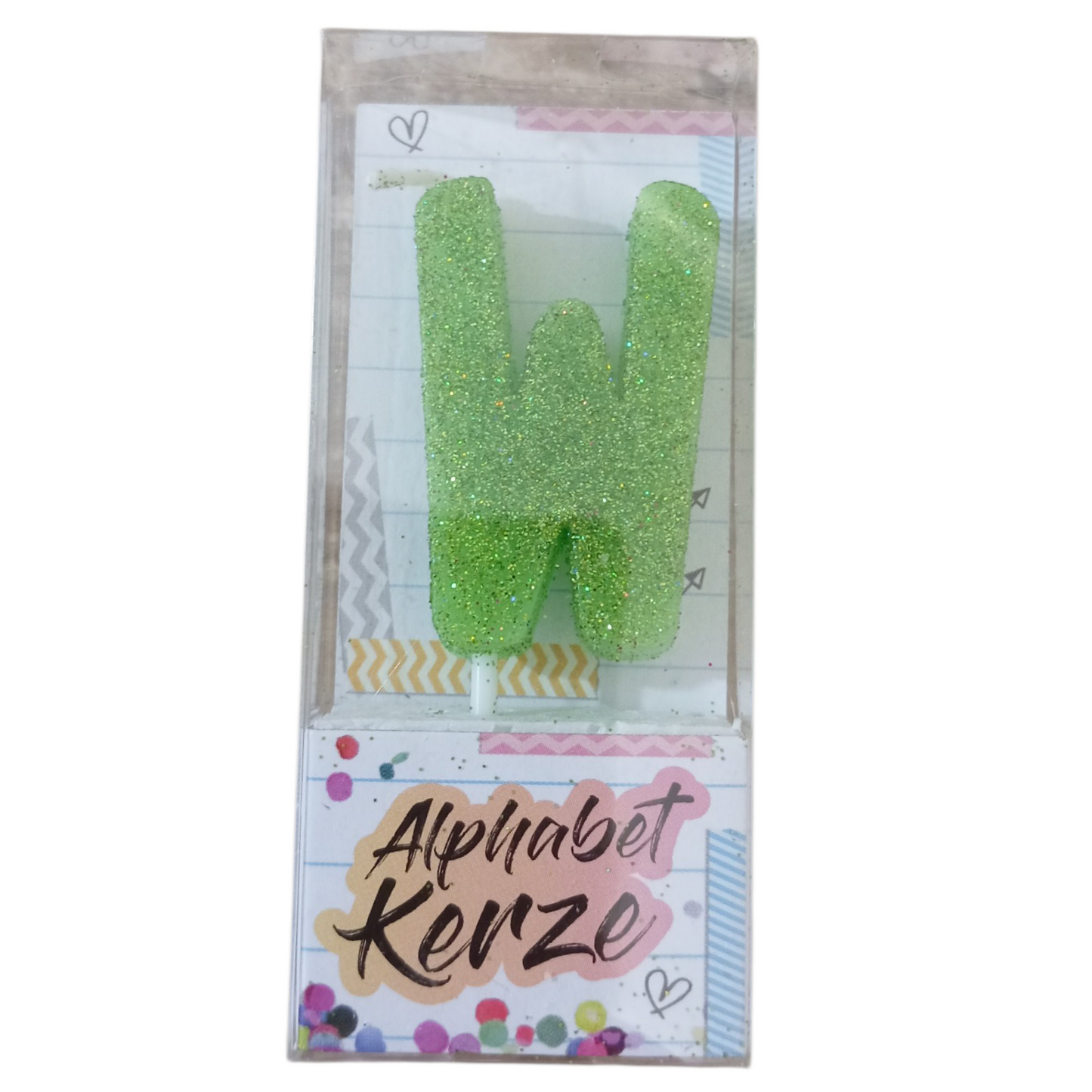 Bougie d’anniversaire alphabet lettre W à paillettes