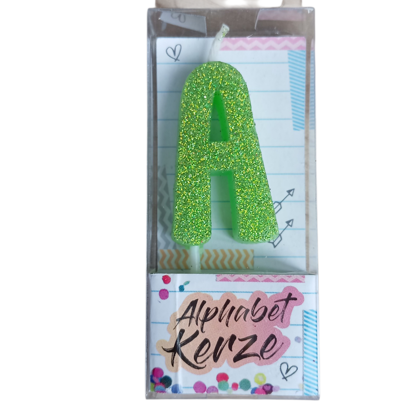 Bougie d’anniversaire alphabet lettre A à paillettes