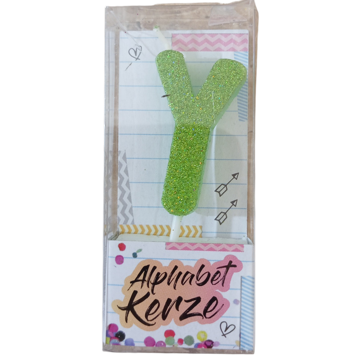 Bougie d'anniversaire alphabet lettre Y à paillettes