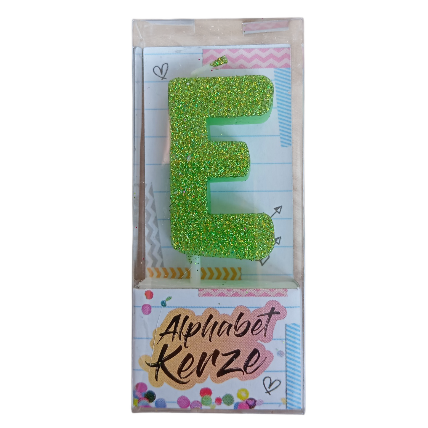 Bougie d’anniversaire Alphabet lettre E à paillettes