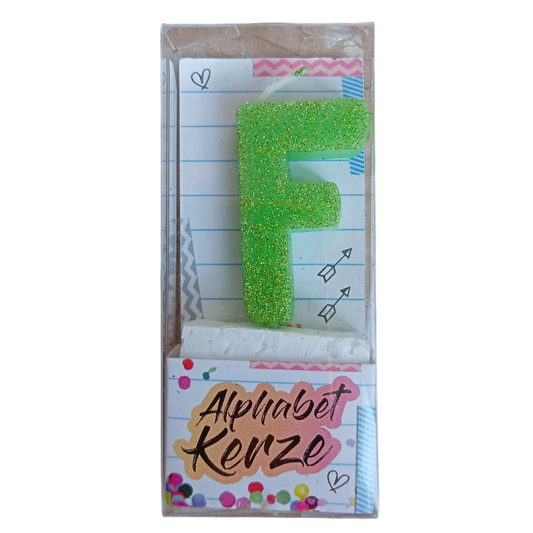Bougie d’anniversaire alphabet lettre F à paillettes