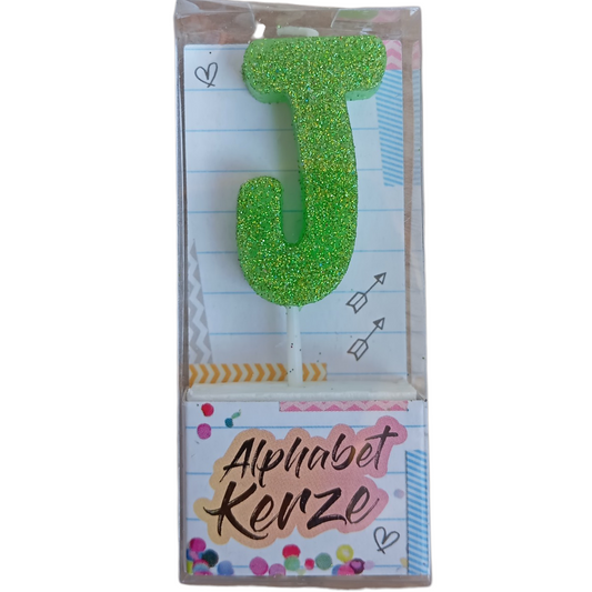 Bougie d’anniversaire alphabet lettre J à paillettes